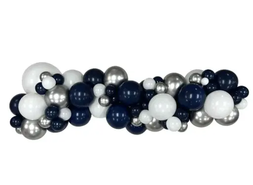 Navy Blue & Silver Organic Balloon Garland - 1 m