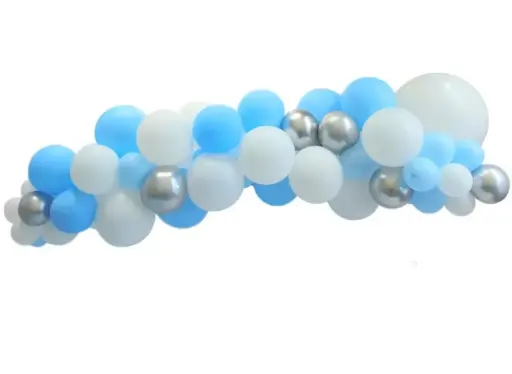 Blue & Silver Organic Balloon Garland - 1 m