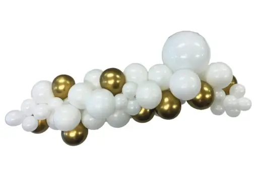 White & Gold Organic Balloon Garland - 1 m