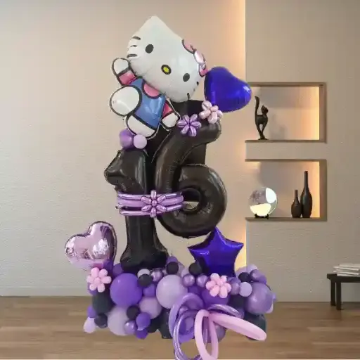 Kitty Themed Birthday Balloon Sculpture