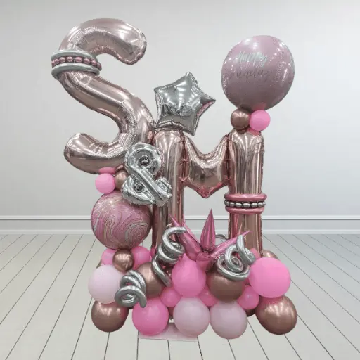 Rose Gold and Pink Initials Balloon Sculpture