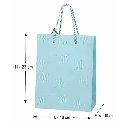 [00057769] Blue Star Pattern Paper Gift Shopping Bag - Small – 18x10x23 cm