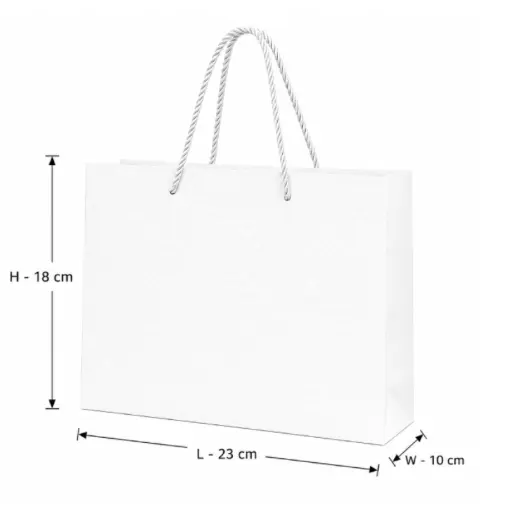 [00057795] White Quilted Gift Bag – Small (23 × 18 × 10 cm)