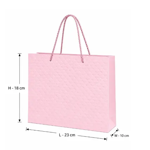 [00057797] Pink Quilted Gift Bag – Small (23 × 18 × 10 cm)