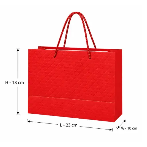 [00057815] Red Quilted Gift Bag – Small (23 × 18 × 10 cm)