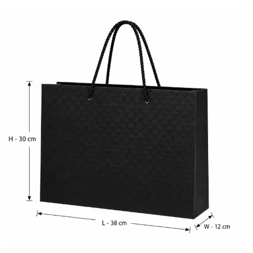 [00057817] Black Quilted Gift Bag – Large(38 × 30 × 12 cm)
