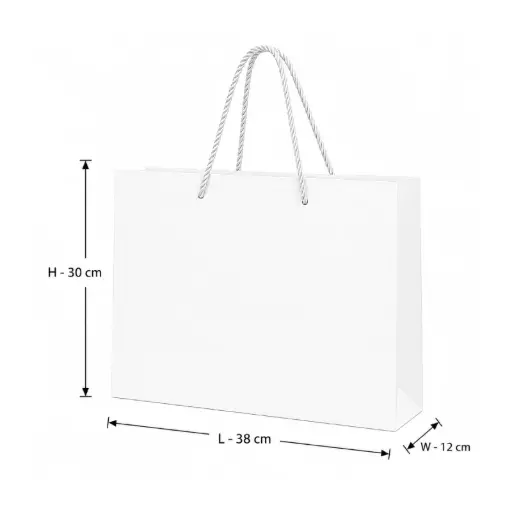 [00057819] White Quilted Gift Bag – Large(38 × 30 × 12 cm)