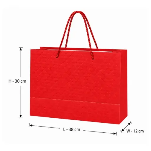 [00057821] Red Quilted Gift Bag – Large(38 × 30 × 12 cm)