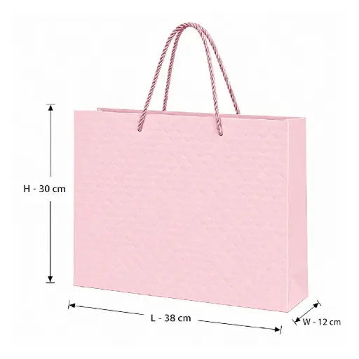 [00057823] Pink Quilted Gift Bag – Large(38 × 30 × 12 cm)