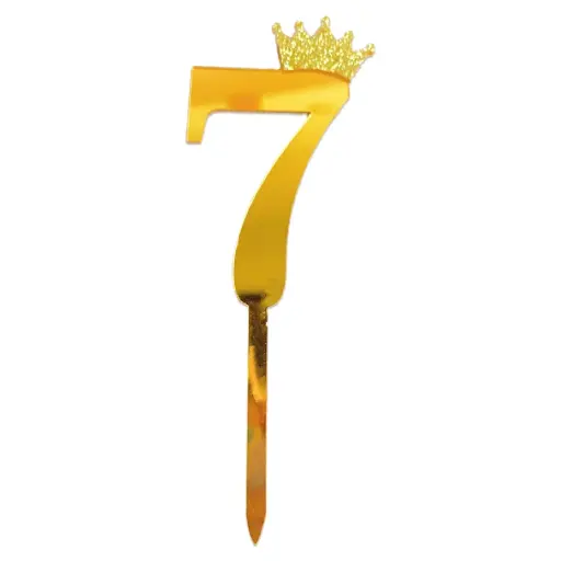 Gold Crown Number Acrylic Cake Topper - 7