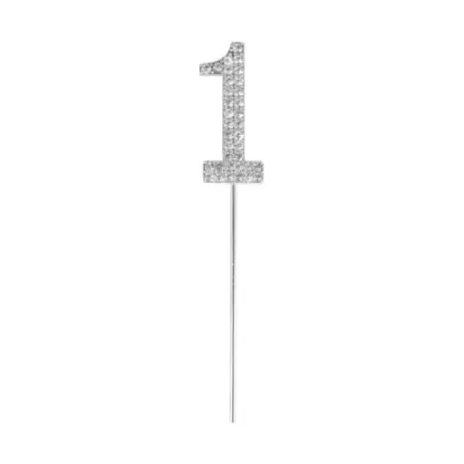 Silver Diamond Number 1 Cake Topper