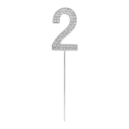 Silver Diamond Number 2 Cake Topper