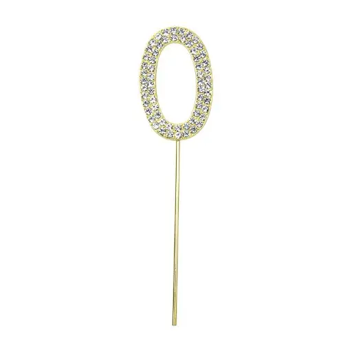 Gold Diamond Number 0 Cake Topper