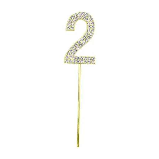 Gold Diamond Number 2 Cake Topper