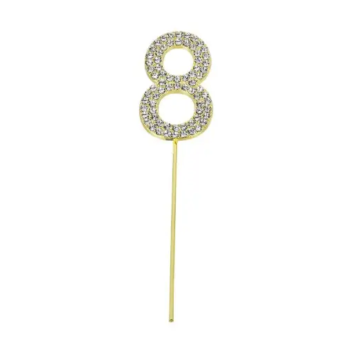 Gold Diamond Number 8 Cake Topper