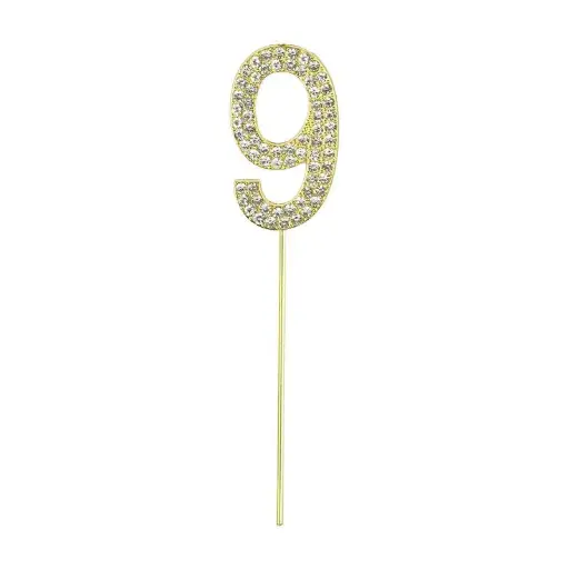 Gold Diamond Number 9 Cake Topper