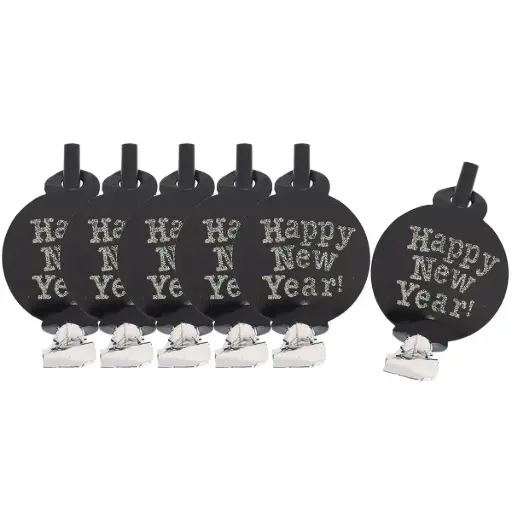 Happy New Year Blowout Black 6 pcs