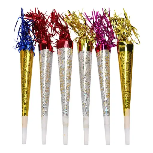 Happy New Year Foil Horn 12 in 6 pcs