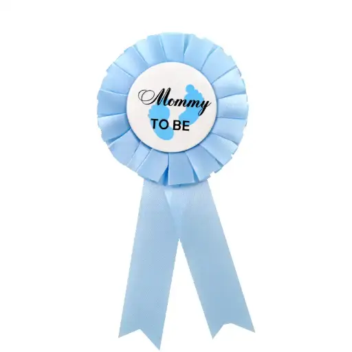 Blue Mommy to Be Rosette Badge – Baby Shower Ribbon Pin