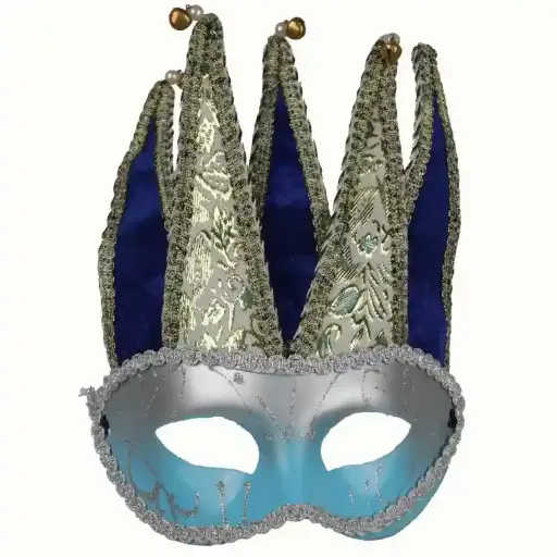 Venetian Costume Mask Accessories – Blue & Silver