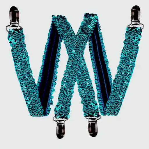 Adult Fashion Suspenders – Blue Sequins