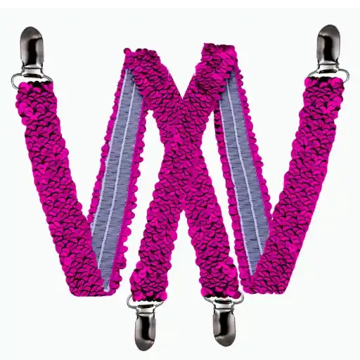 Adult Fashion Suspenders – Pink Sequins