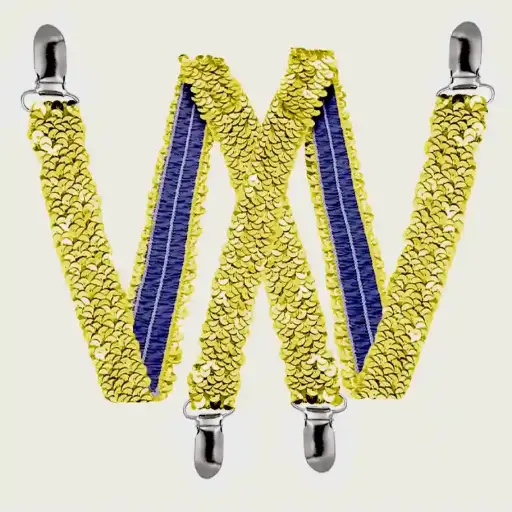 Adult Fashion Suspenders – Gold Sequins