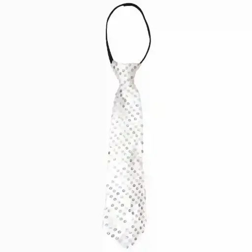 Glittering Sequin Necktie For Kids - White