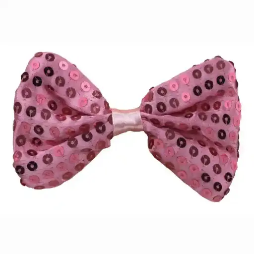 Glittering Sequin Bow Tie with Elastic for Kids – Small (Pink)