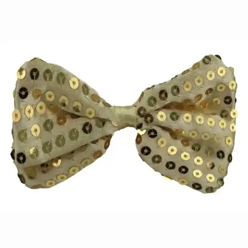 Glittering Sequin Bow Tie with Elastic for Kids – Small (Gold) 