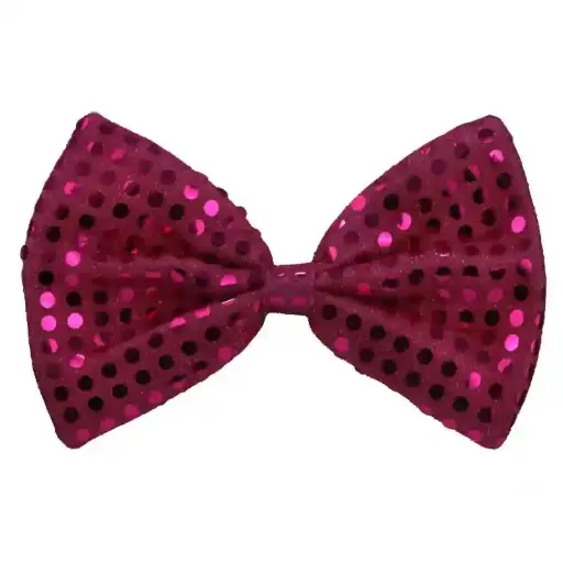 Glittering Sequin Bow Tie with Elastic for Kids – Small (Dark Pink)