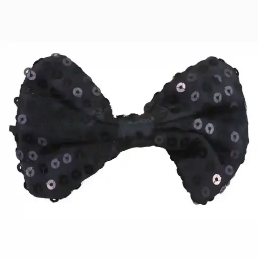 Glittering Sequin Bow Tie with Elastic for Kids – Small (Black)