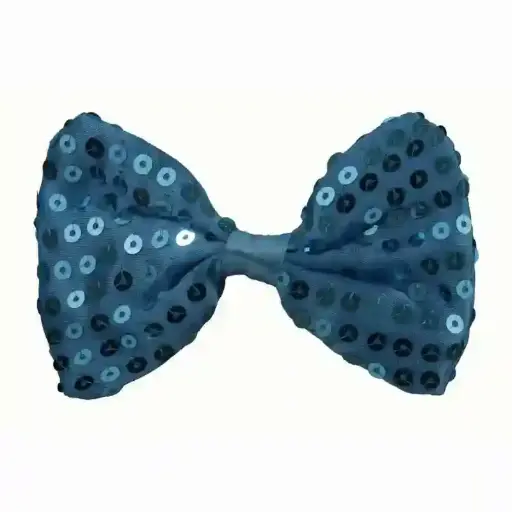 Glittering Sequin Bow Tie with Elastic for Kids – Small (Blue)