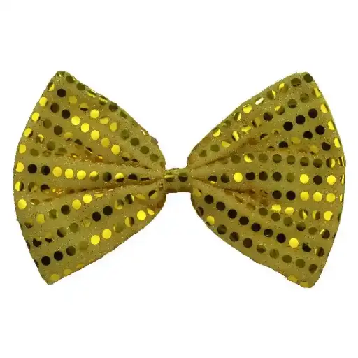 Glittering Sequin Bow Tie with Elastic for Kids – Small (Yellow)