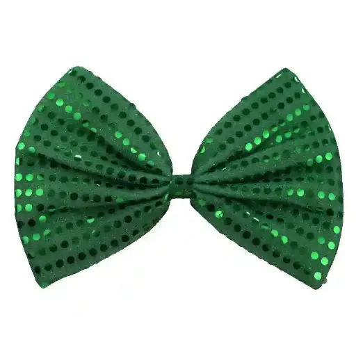 Glittering Sequin Bow Tie with Elastic for Adults – Medium  (Green)