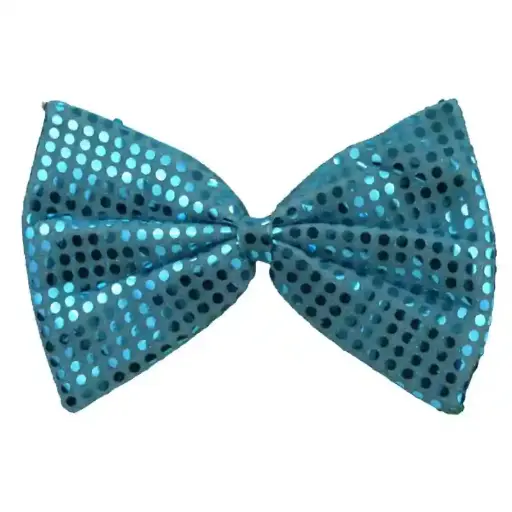 Glittering Sequin Bow Tie with Elastic for Adults – Medium  (Blue)