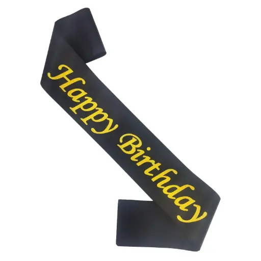 Happy Birthday Sash – Black & Gold