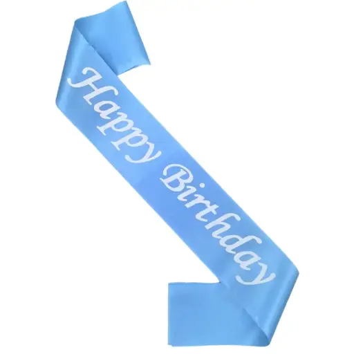 Happy Birthday Sash – Light Blue & White