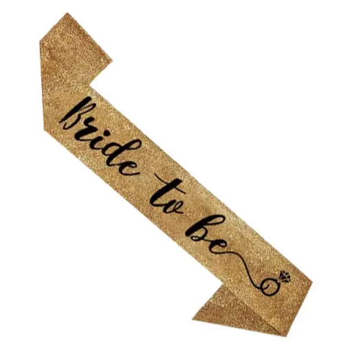 Bride To Be Sash – Gold Glitter & Black Text