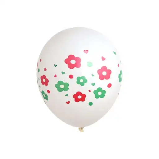 Flower Printed Latex Balloon White – 11in