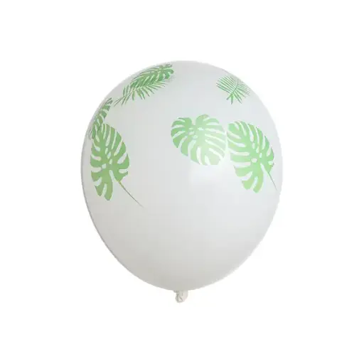 Palm Leaf Printed Latex Balloon White – 11in