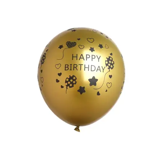 Happy Birthday Printed Balloons Gold – 11in