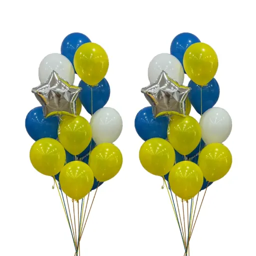 Multi-Colour Balloon Bouquet – Helium-Inflated Set of Two with Foil Stars