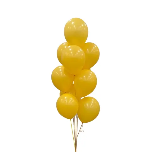 Yellow Balloon Bouquet Bunch – Helium Party Set of One with Weights