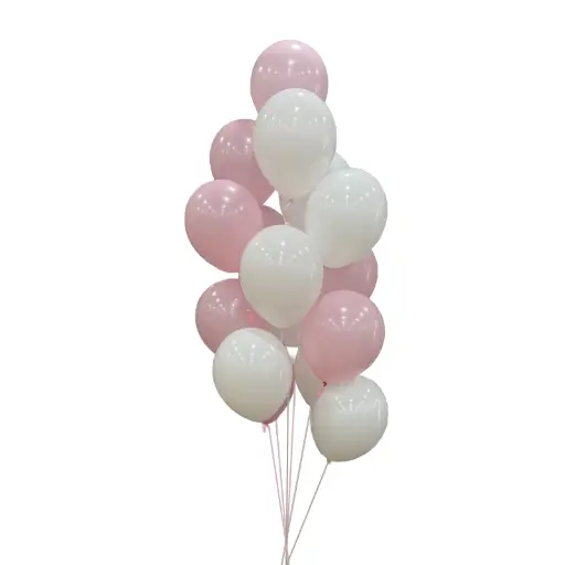White and Pink Balloon Bouquet – One Helium Latex Set with Weight