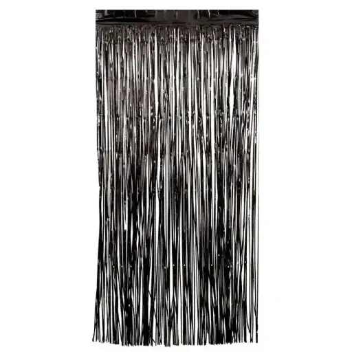 [00058322] Foil Fringe Curtains -Black