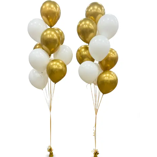 Gold White Balloon Bouquet
