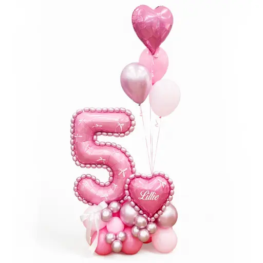 Baby Pink Birthday Balloon Decoration with Name