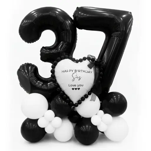 Birthday Age Number Balloon Decoration with Heart Message