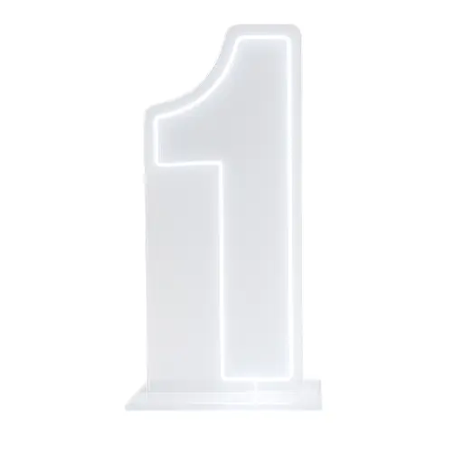 LED Number 1 Light Up Sign – Acrylic Illuminated Digit - 60 x 40 cm